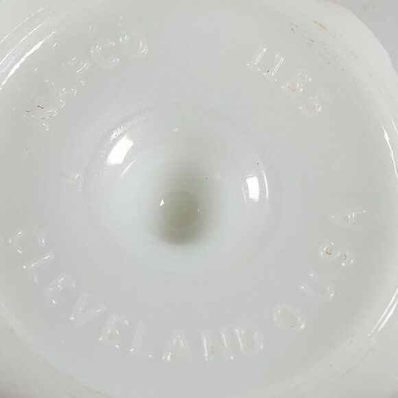 Vintage Napco #1185 White Milk Glass Pedestal Footed Quilted Dots Stars Vase USA - Picture 7 of 7